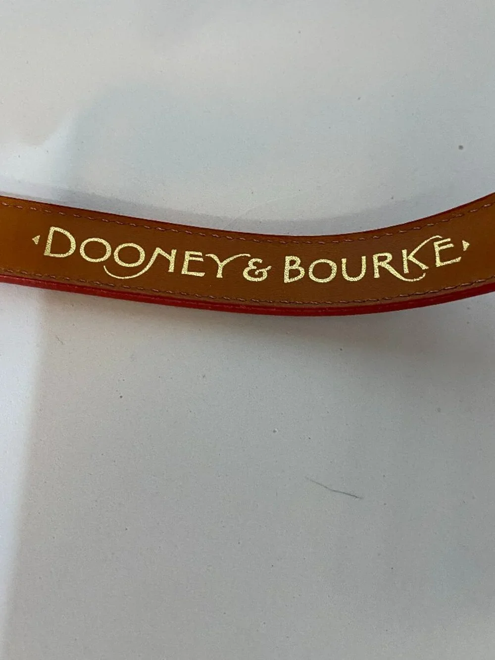 VTG DOONEY & BOURKE All Weather Leather USA Red Belt Brass Duck S 26-28 NWOT